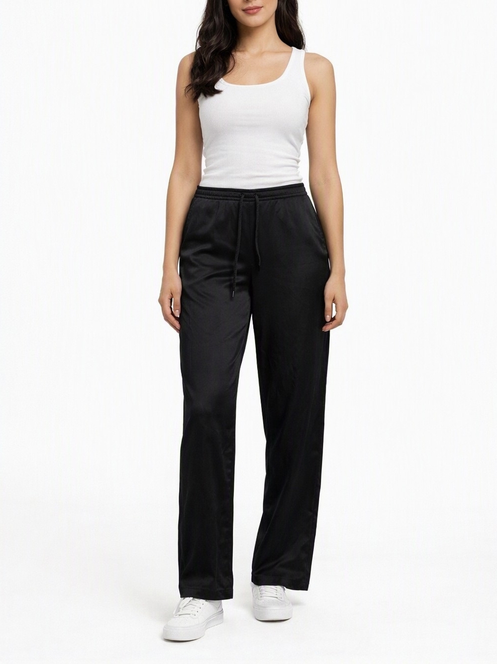 Black Drawstring Wide-Leg Pants